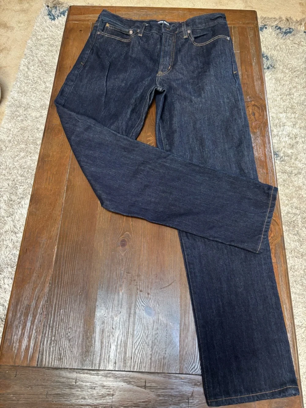 LANDS END SQUARE RIGGER STRAIGHT LEG CLASSIC DARK BLUE DENIM JEANS SIZE 33X29